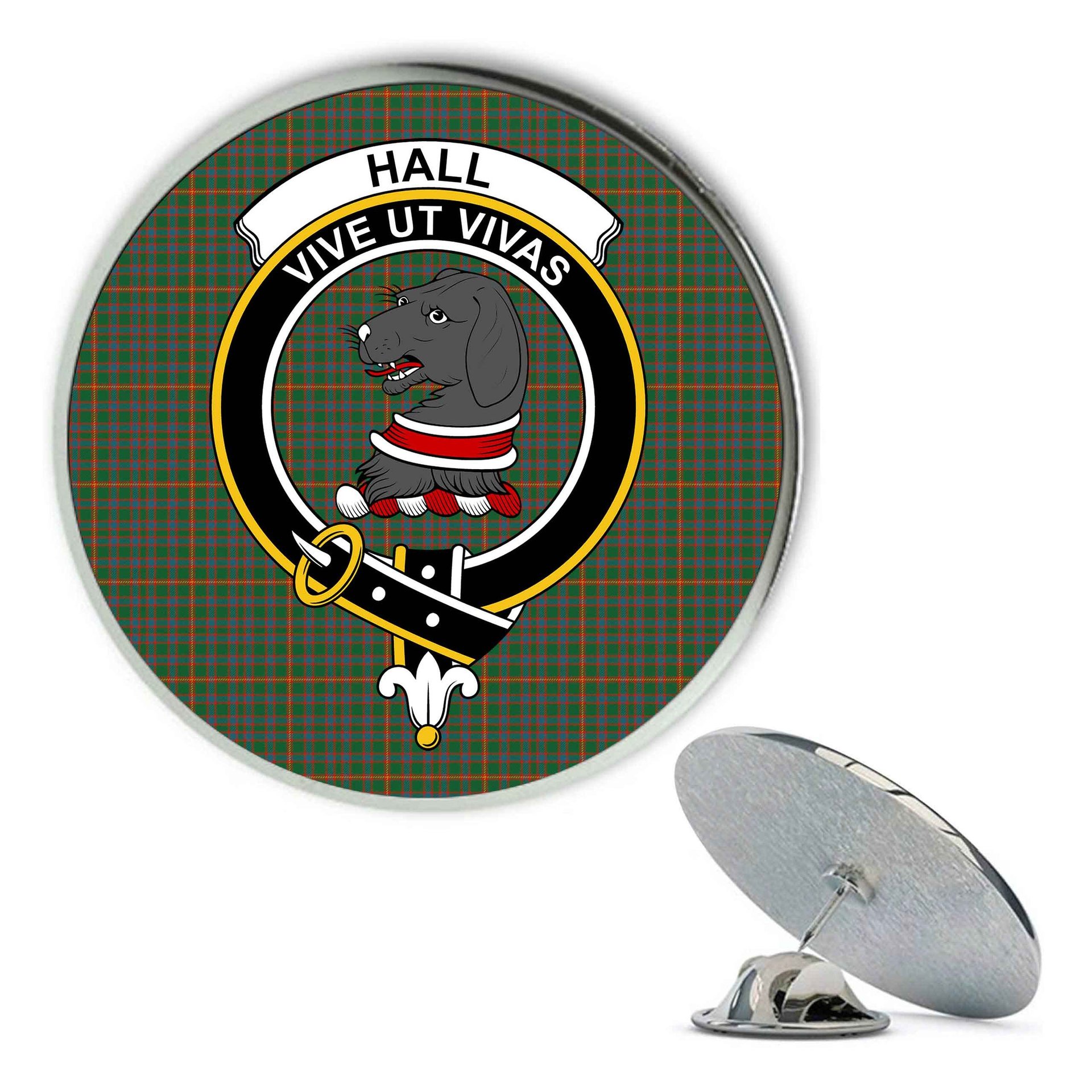 ScotsTee Shop Scottish Hall Ancient Metal Tartan Lapel Pin Scottish Clan Crest Badge
