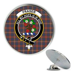 ScotsTee Shop Scottish Fraser Hunting Modern Metal Tartan Lapel Pin Scottish Clan Crest Badge