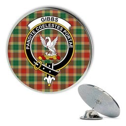ScotsTee Shop Scottish Gibbs Ancient Metal Tartan Lapel Pin Scottish Clan Crest Badge