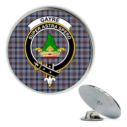ScotsTee Shop Scottish Gayre Hunting Modern Metal Tartan Lapel Pin Scottish Clan Crest Badge