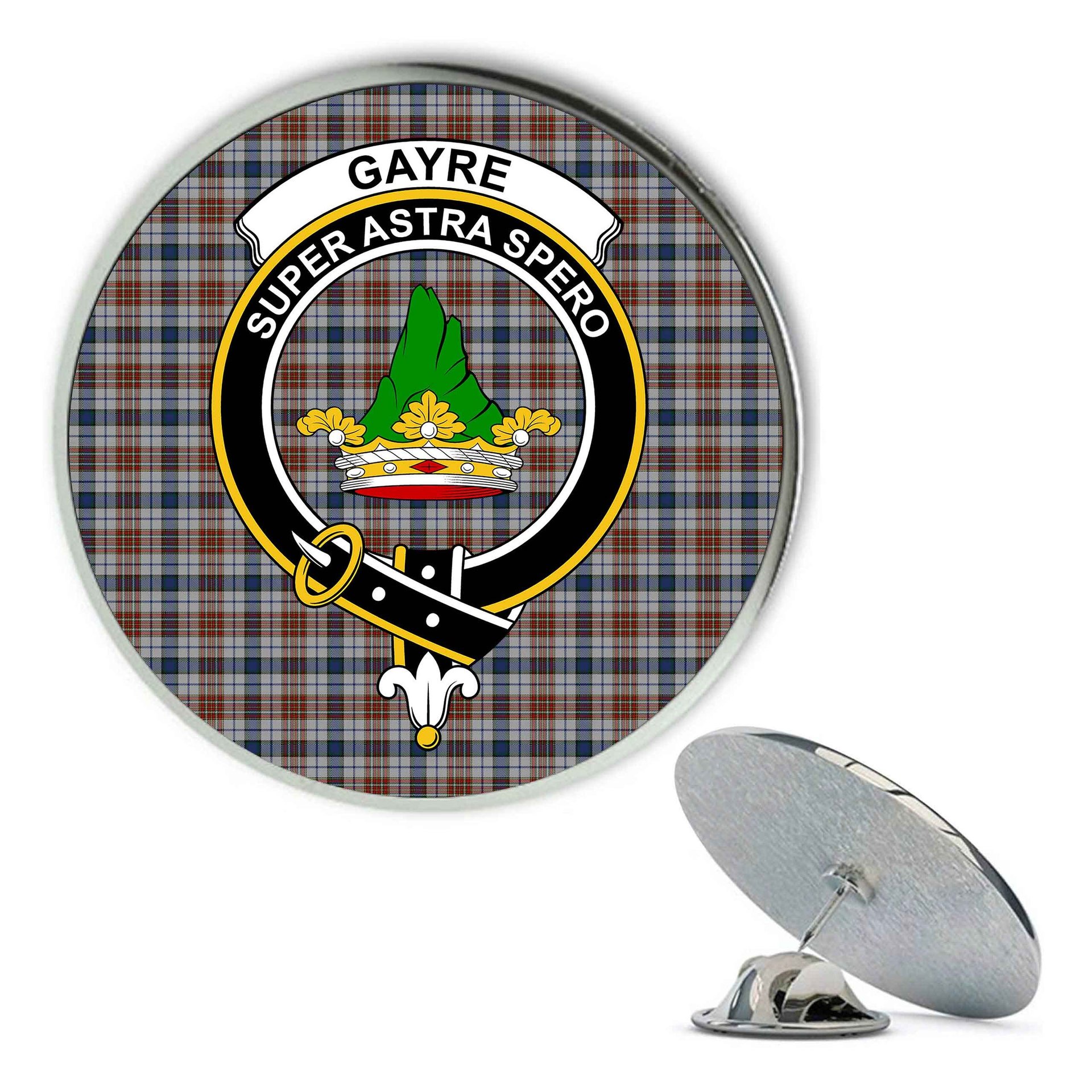 ScotsTee Shop Scottish Gayre Arisaidh Metal Tartan Lapel Pin Scottish Clan Crest Badge