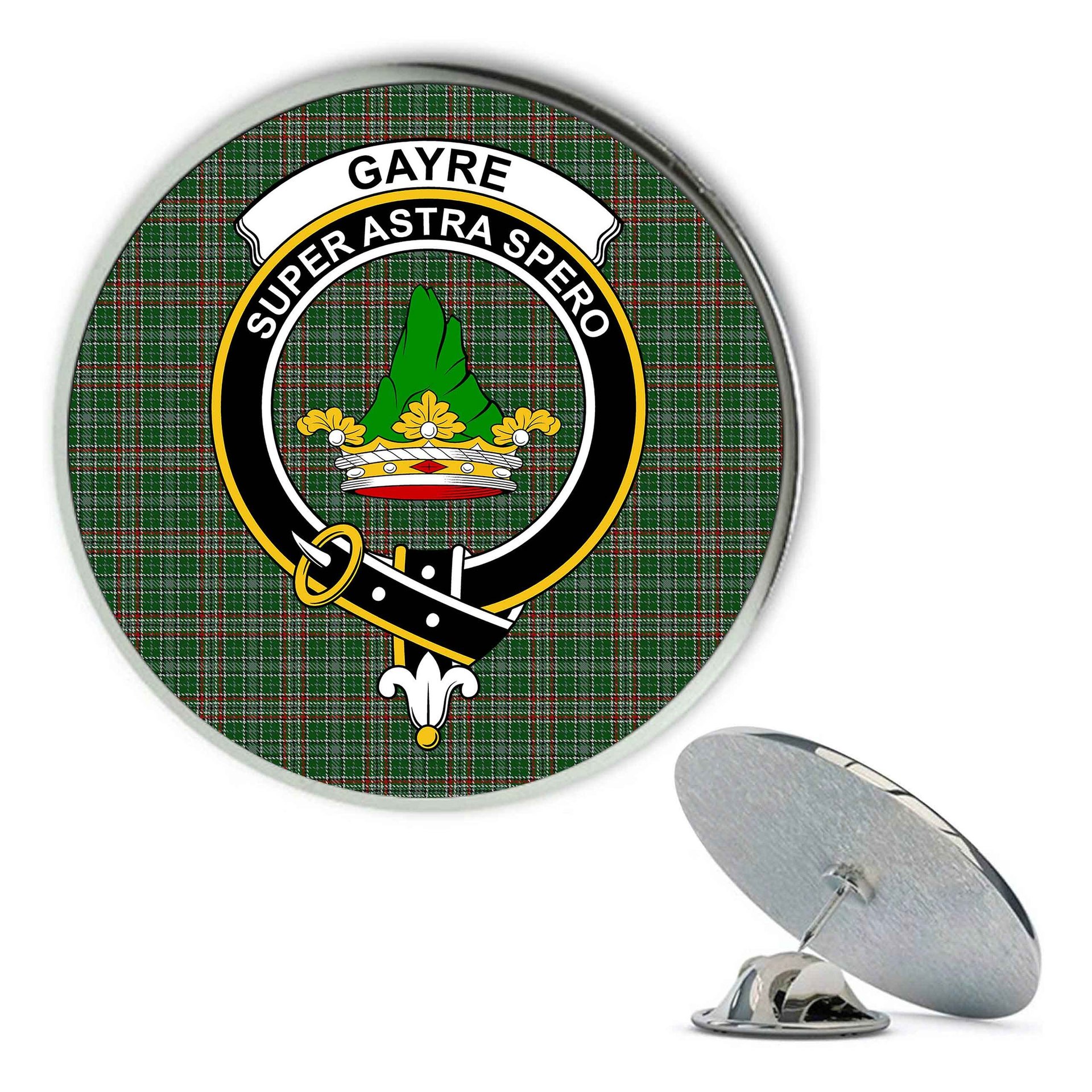 ScotsTee Shop Scottish Gayre Dress Metal Tartan Lapel Pin Scottish Clan Crest Badge