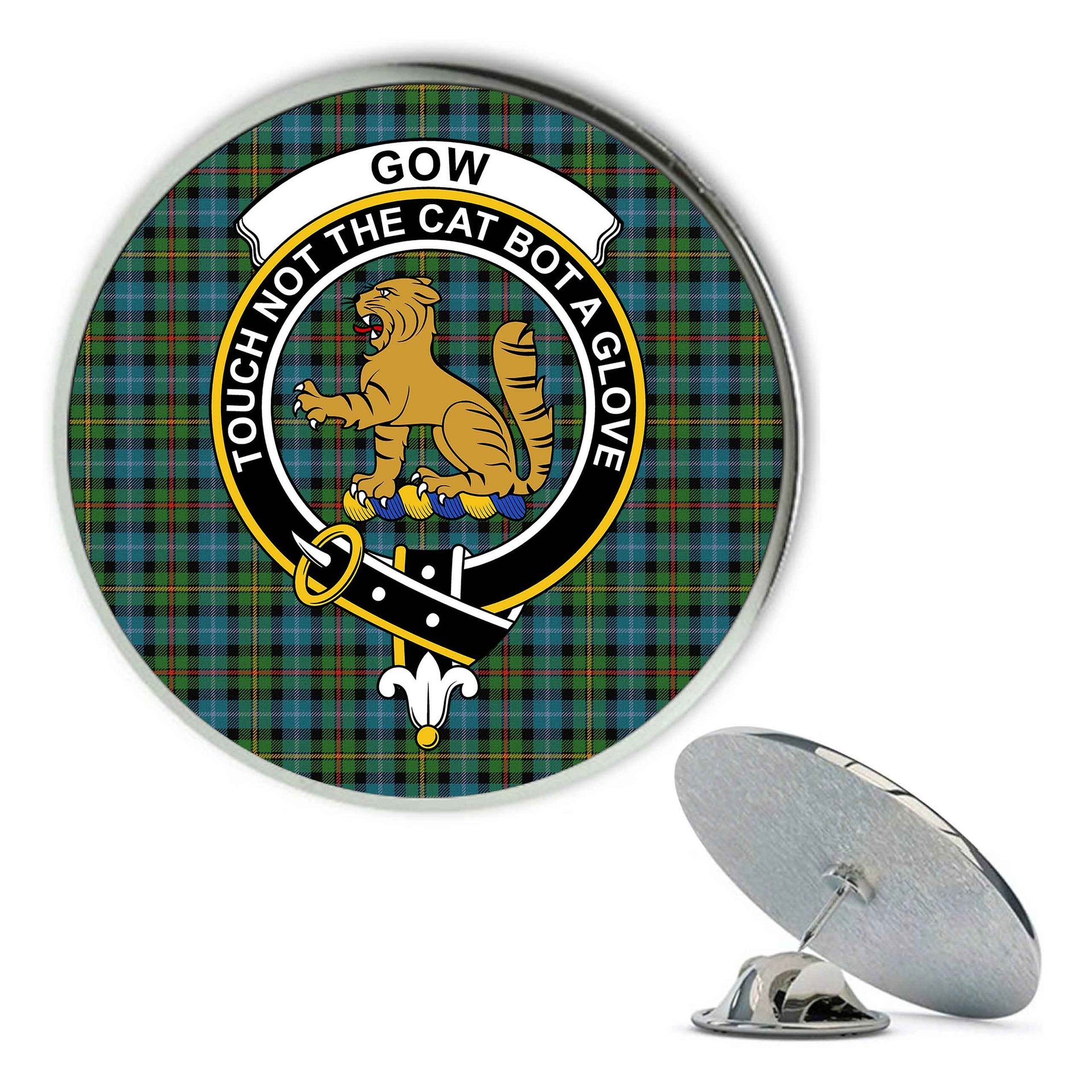 ScotsTee Shop Scottish Gow Hunting Ancient Metal Tartan Lapel Pin Scottish Clan Crest Badge