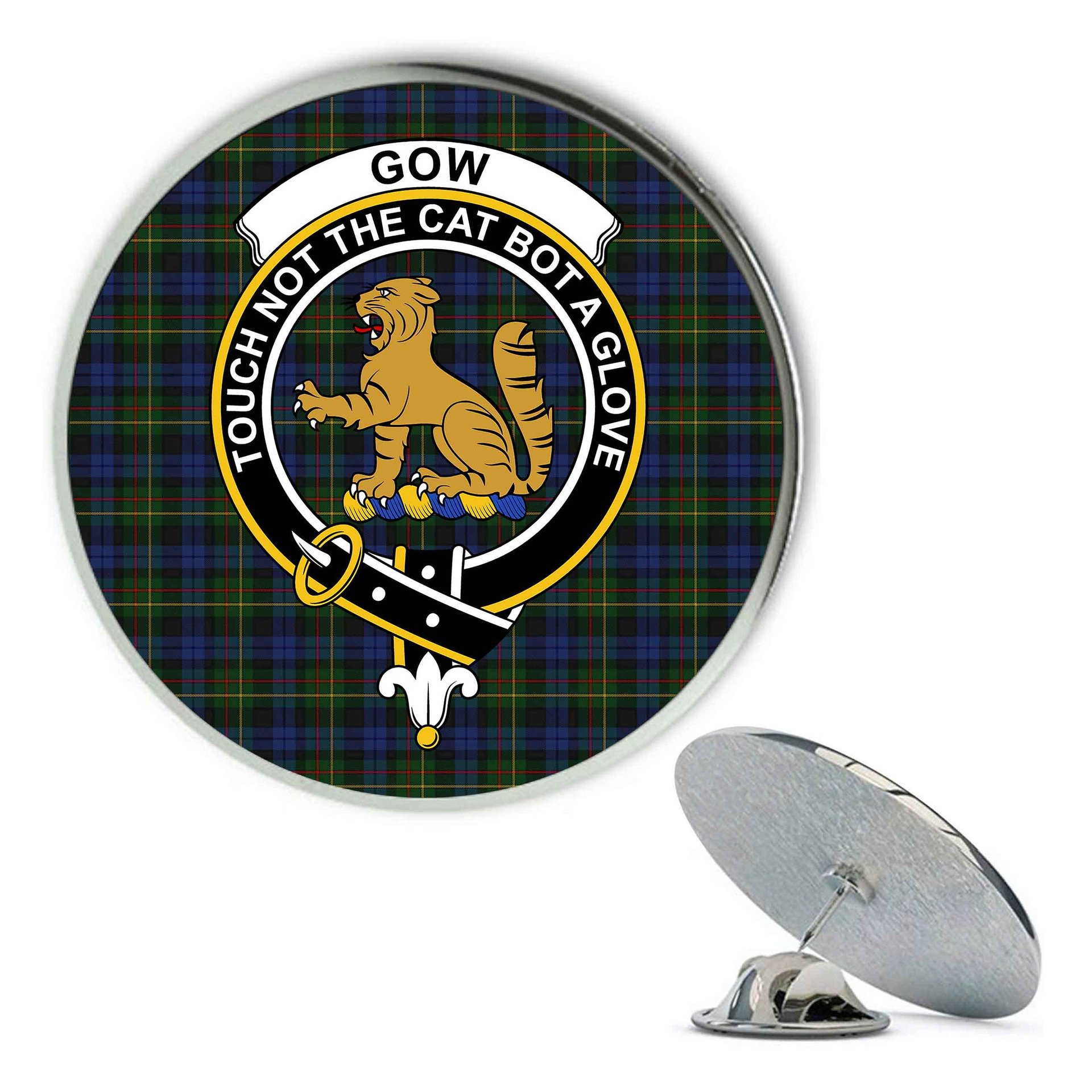 ScotsTee Shop Scottish Gow Hunting 2 Metal Tartan Lapel Pin Scottish Clan Crest Badge