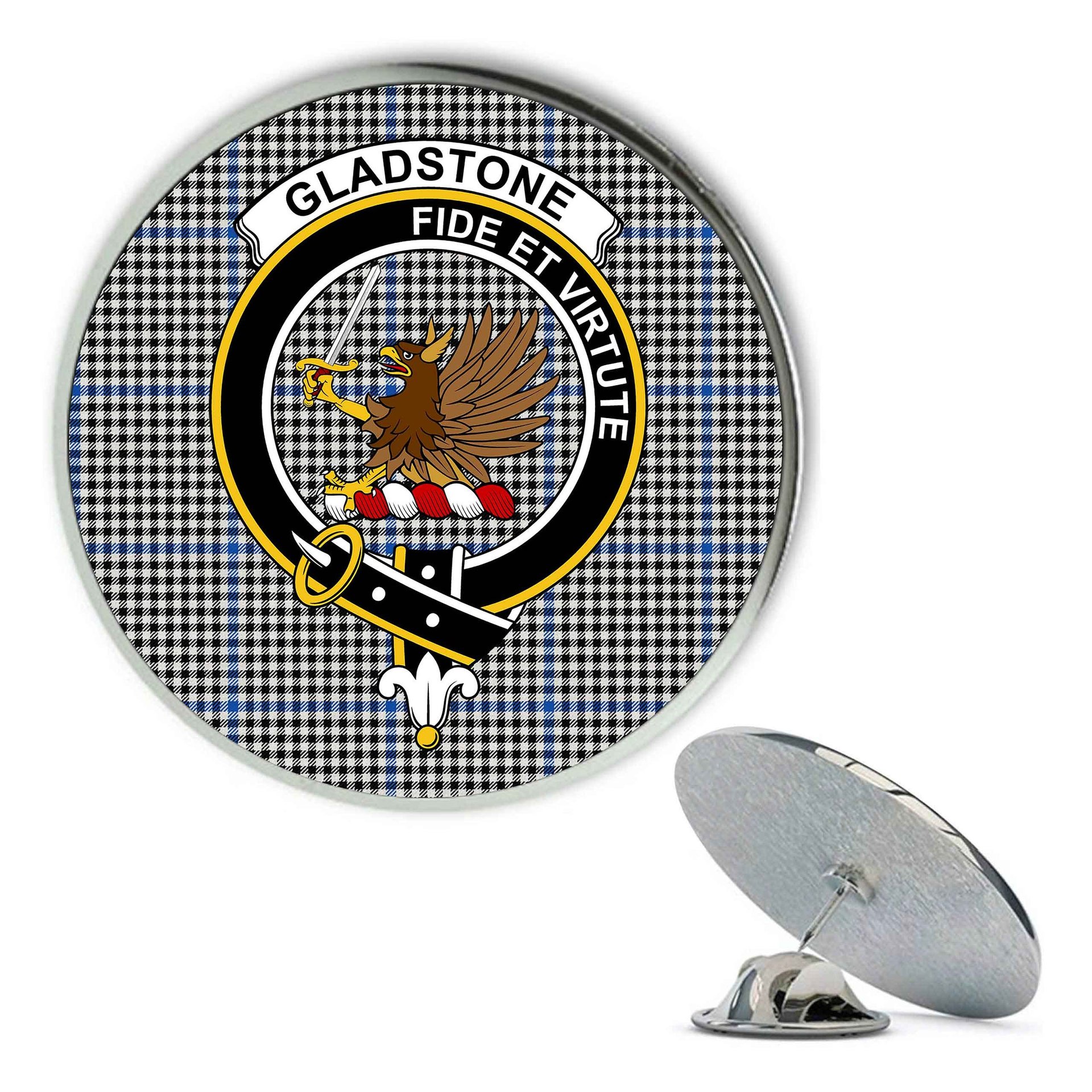 ScotsTee Shop Scottish Gladstone Modern Metal Tartan Lapel Pin Scottish Clan Crest Badge