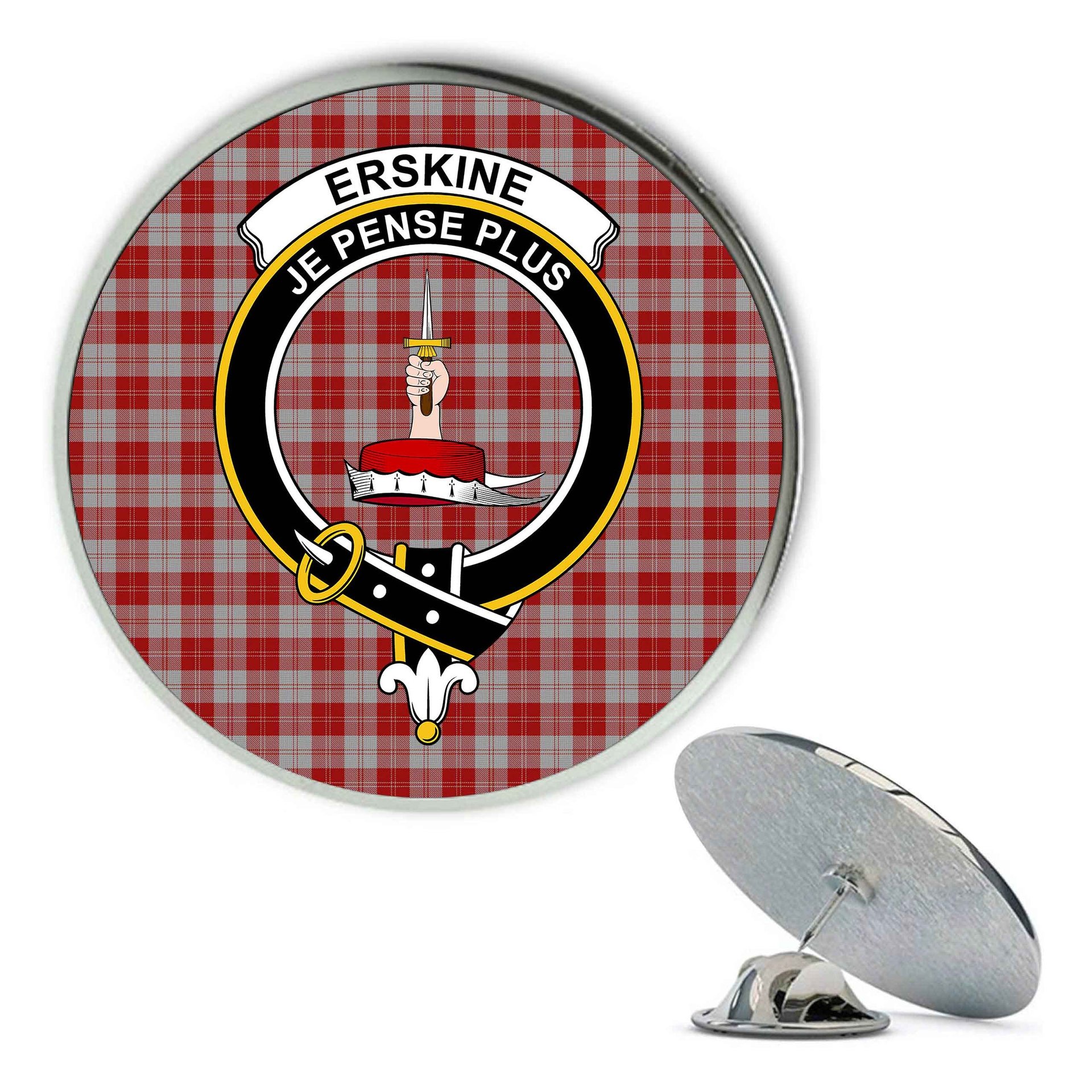 ScotsTee Shop Scottish Erskine Red Metal Tartan Lapel Pin Scottish Clan Crest Badge