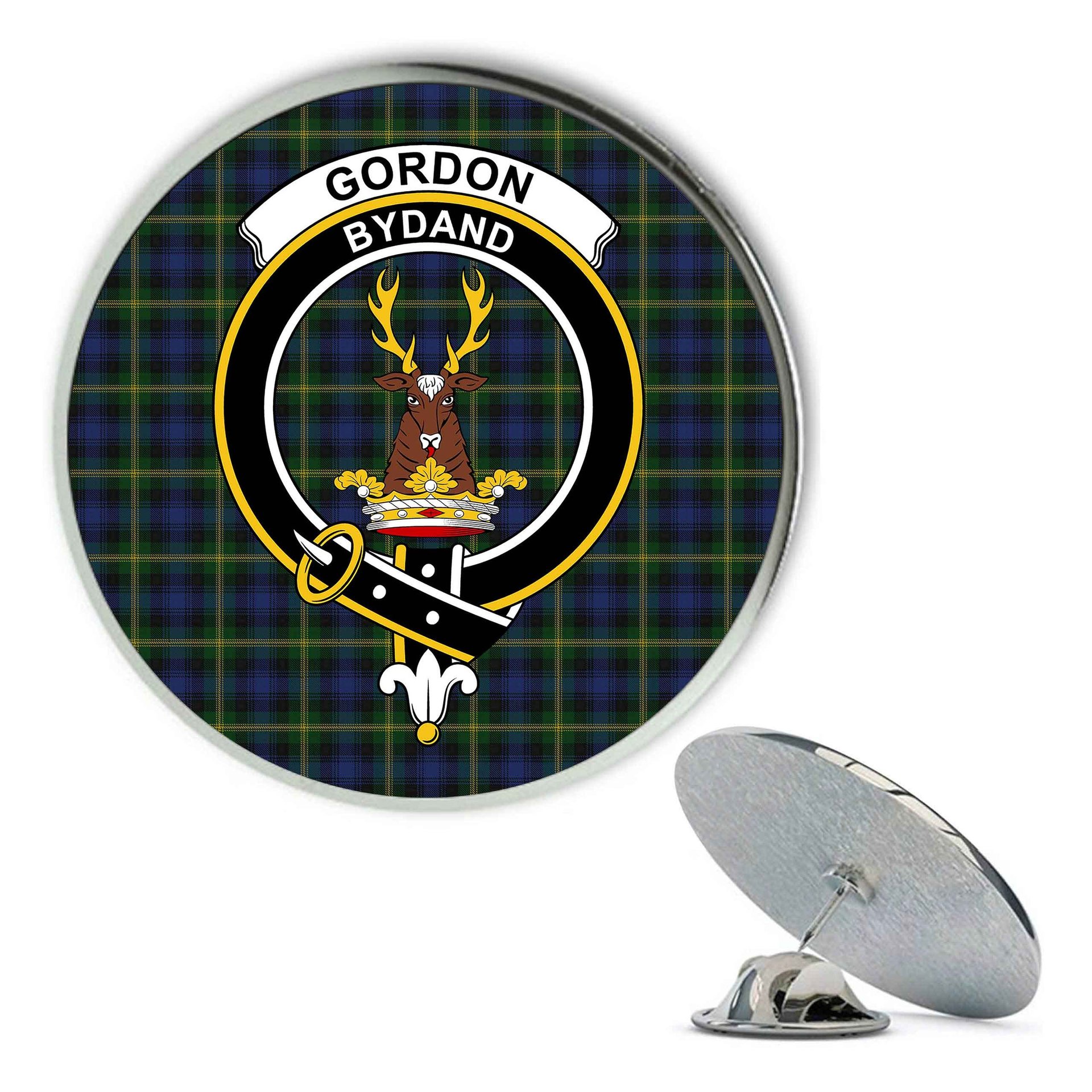 ScotsTee Shop Scottish Gordon 2 Metal Tartan Lapel Pin Scottish Clan Crest Badge