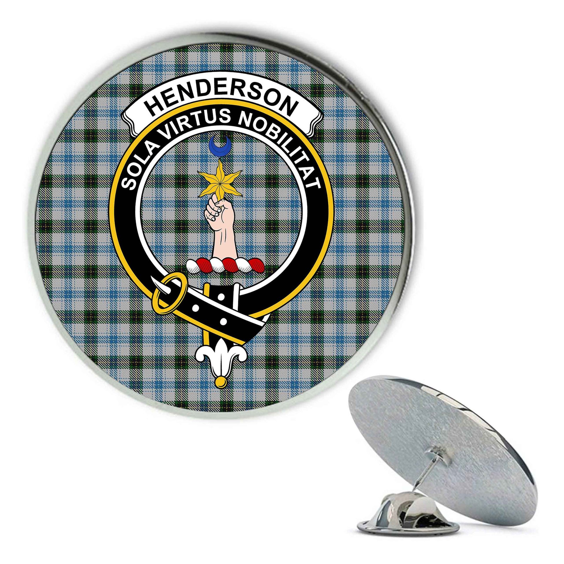 ScotsTee Shop Scottish Henderson Dress 1 Metal Tartan Lapel Pin Scottish Clan Crest Badge