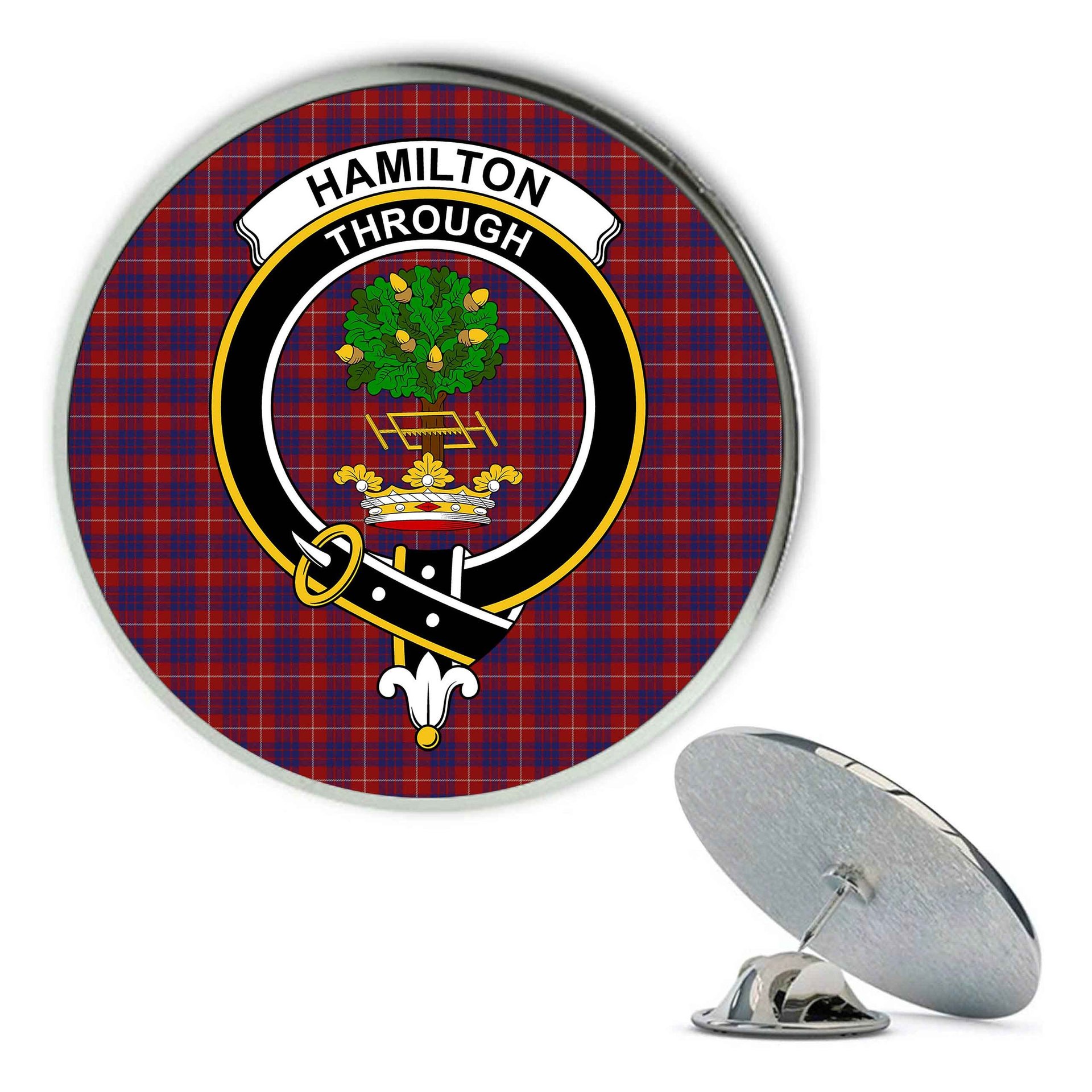 ScotsTee Shop Scottish Hamilton Metal Tartan Lapel Pin Scottish Clan Crest Badge