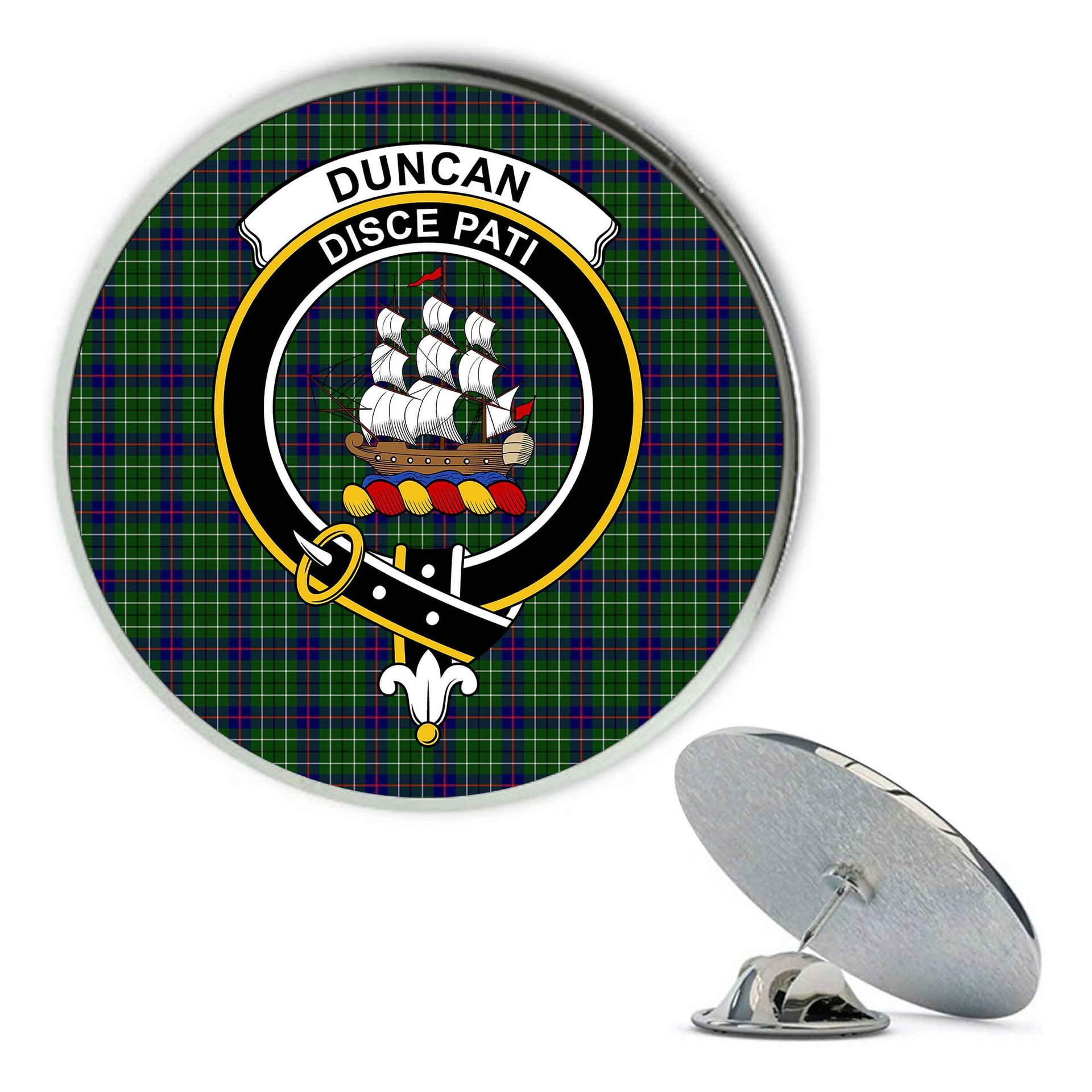 ScotsTee Shop Scottish Duncan Modern Metal Tartan Lapel Pin Scottish Clan Crest Badge