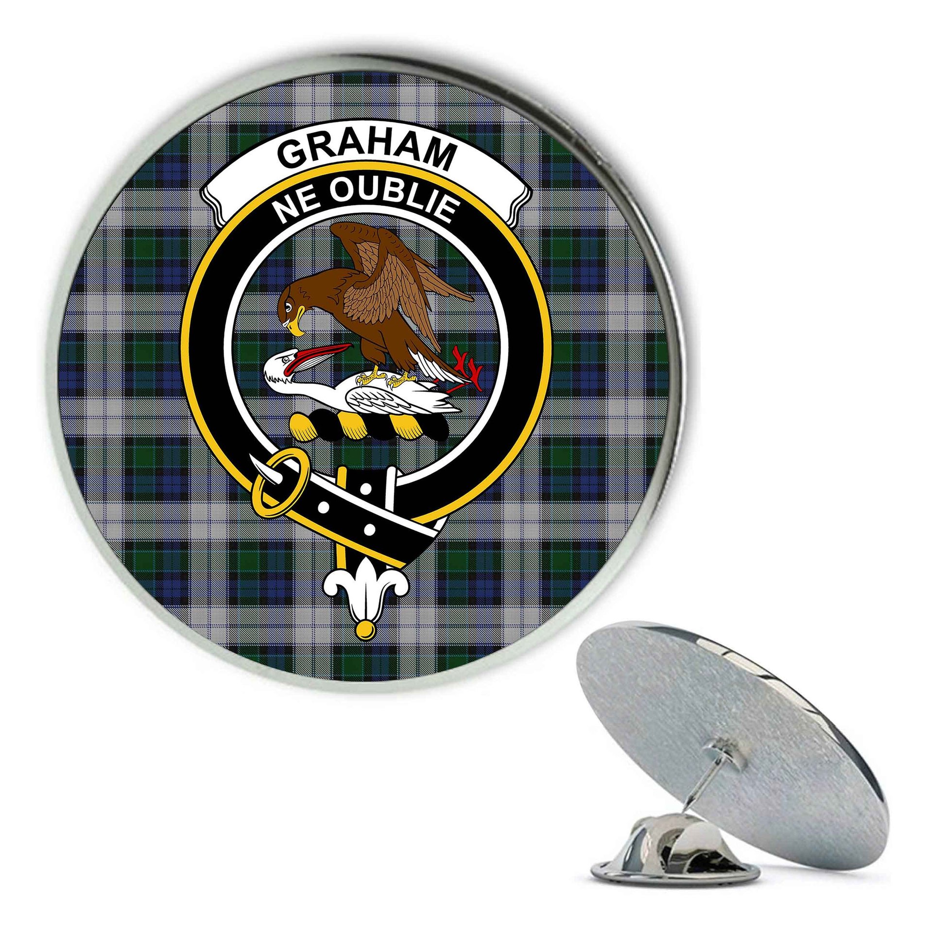 ScotsTee Shop Scottish Graham Dress Metal Tartan Lapel Pin Scottish Clan Crest Badge