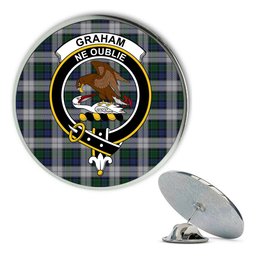 ScotsTee Shop Scottish Graham Dress Metal Tartan Lapel Pin Scottish Clan Crest Badge