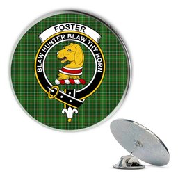 ScotsTee Shop Scottish Foster Hunting Metal Tartan Lapel Pin Scottish Clan Crest Badge