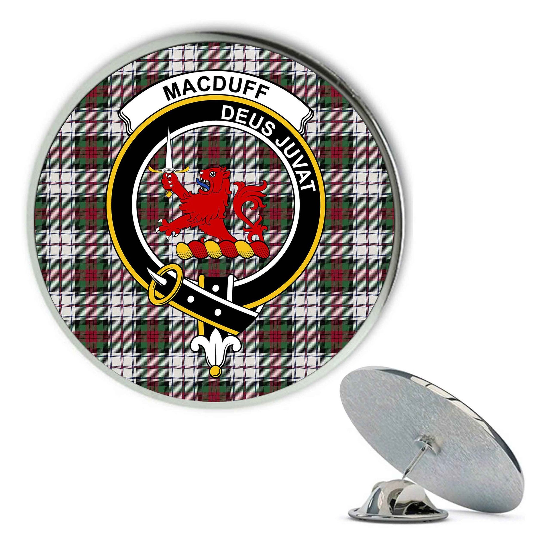 ScotsTee Shop Scottish MacDuff Dress Modern Metal Tartan Lapel Pin Scottish Clan Crest Badge