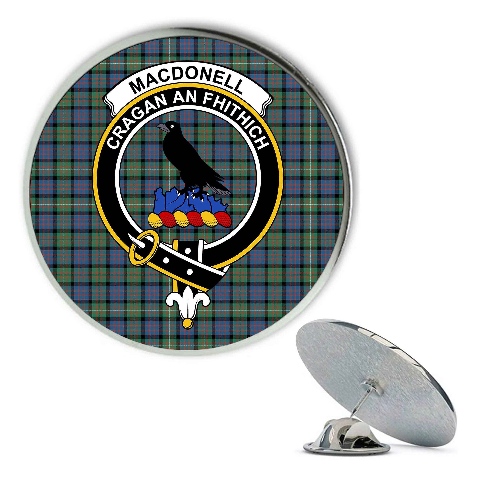 ScotsTee Shop Scottish MacDonell Of Glengarry Ancient Metal Tartan Lapel Pin Scottish Clan Crest Badge