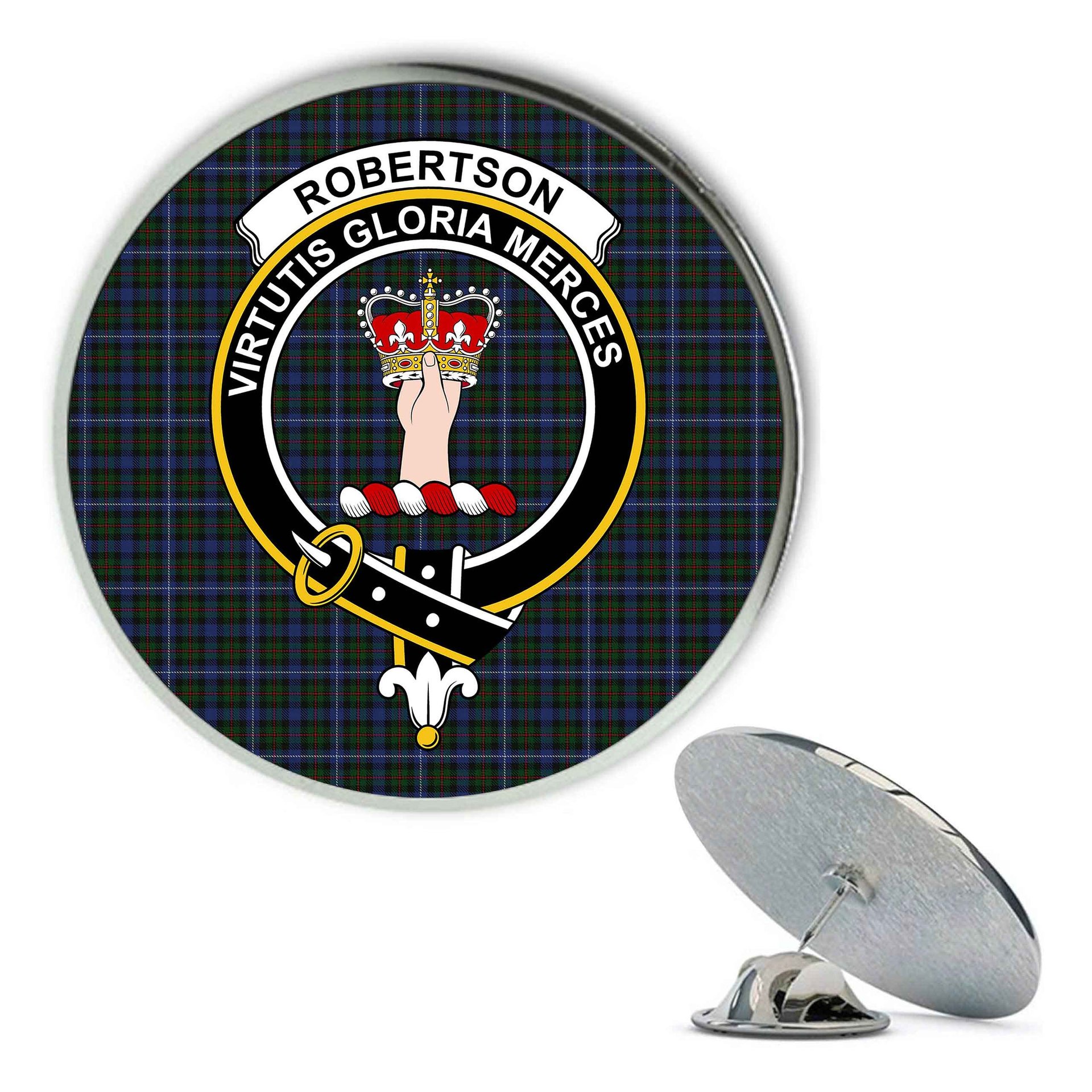 ScotsTee Shop Scottish Robertson Hunting 2 Metal Tartan Lapel Pin Scottish Clan Crest Badge