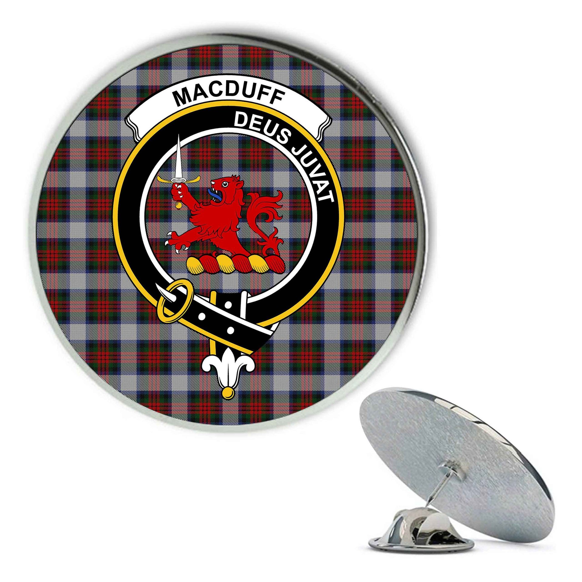 ScotsTee Shop Scottish MacDuff Dress 5 Metal Tartan Lapel Pin Scottish Clan Crest Badge