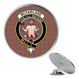 ScotsTee Shop Scottish McFarlane Ancient Metal Tartan Lapel Pin Scottish Clan Crest Badge