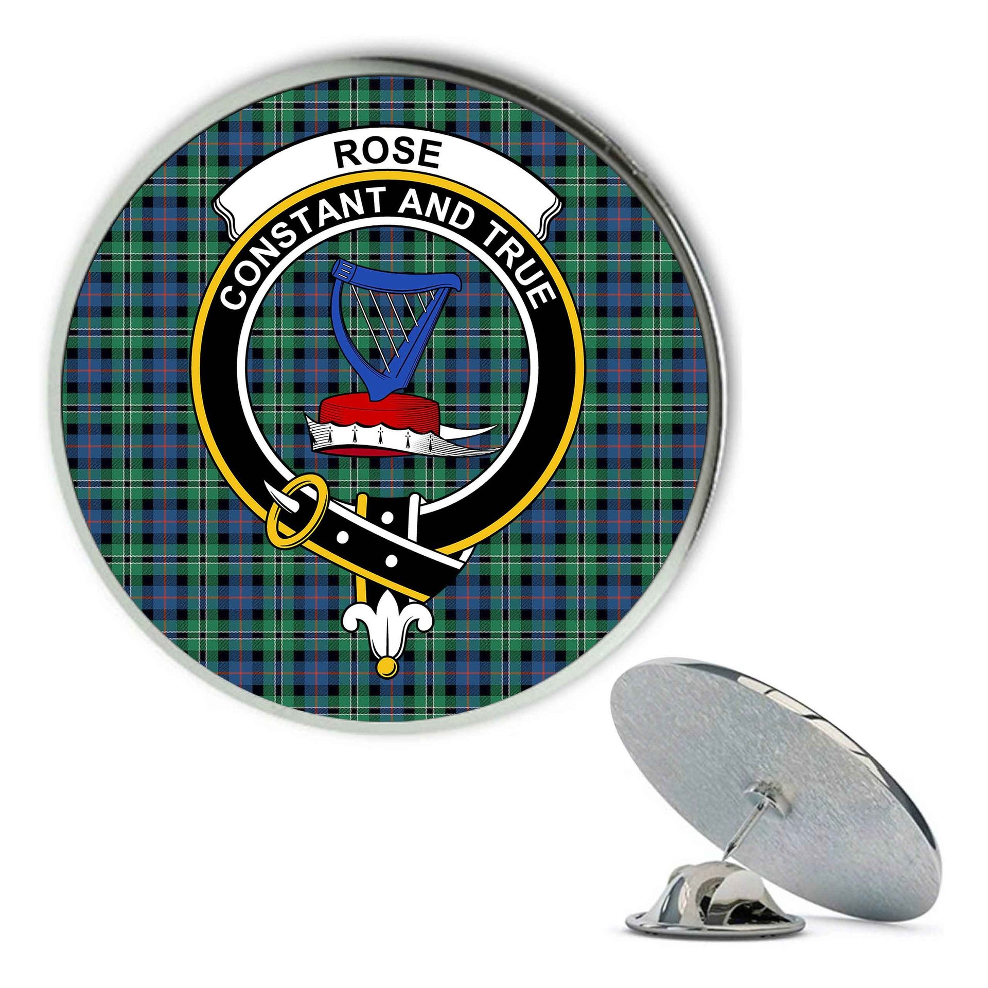 ScotsTee Shop Scottish Rose Hunting Ancient Metal Tartan Lapel Pin Scottish Clan Crest Badge