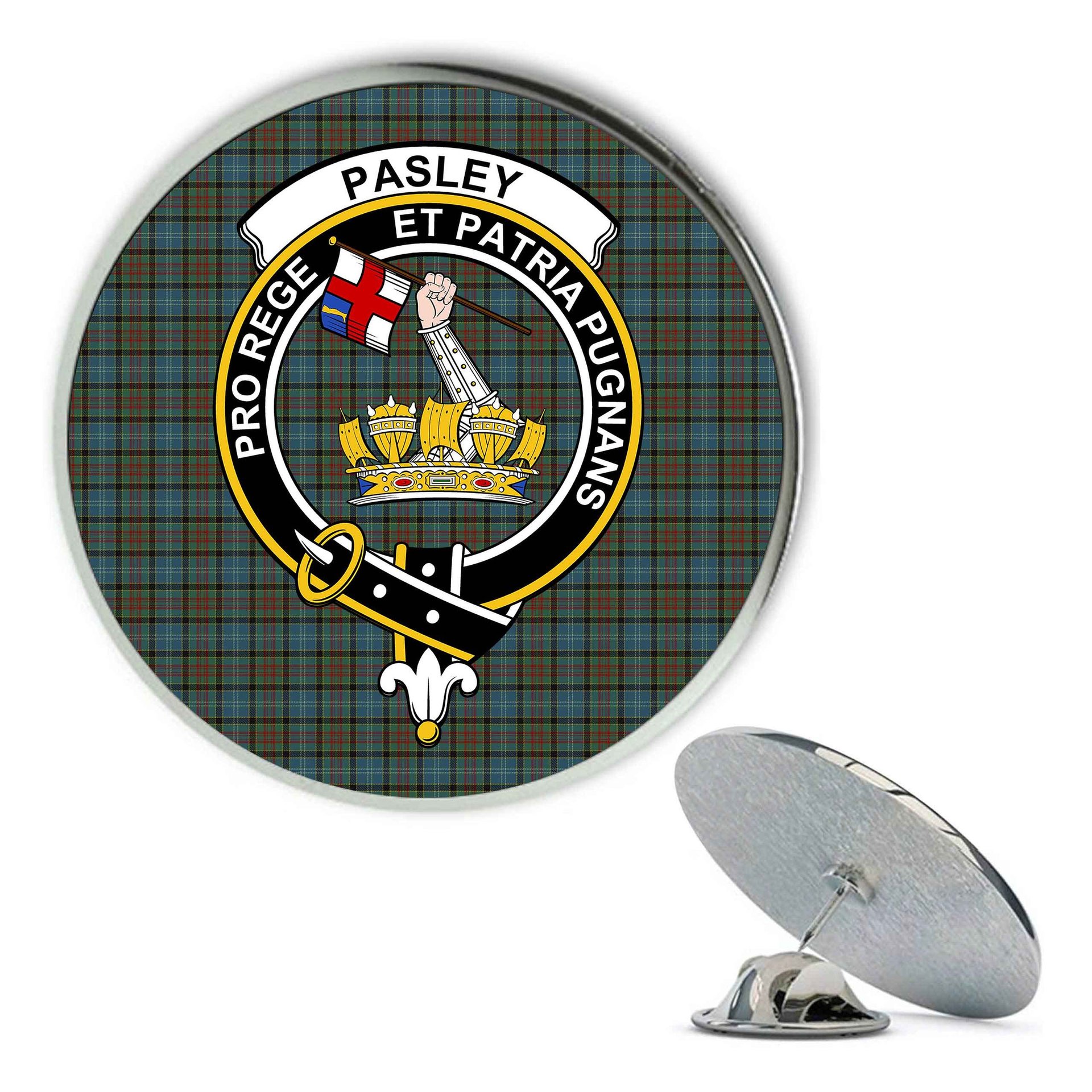 ScotsTee Shop Scottish Pasley Metal Tartan Lapel Pin Scottish Clan Crest Badge