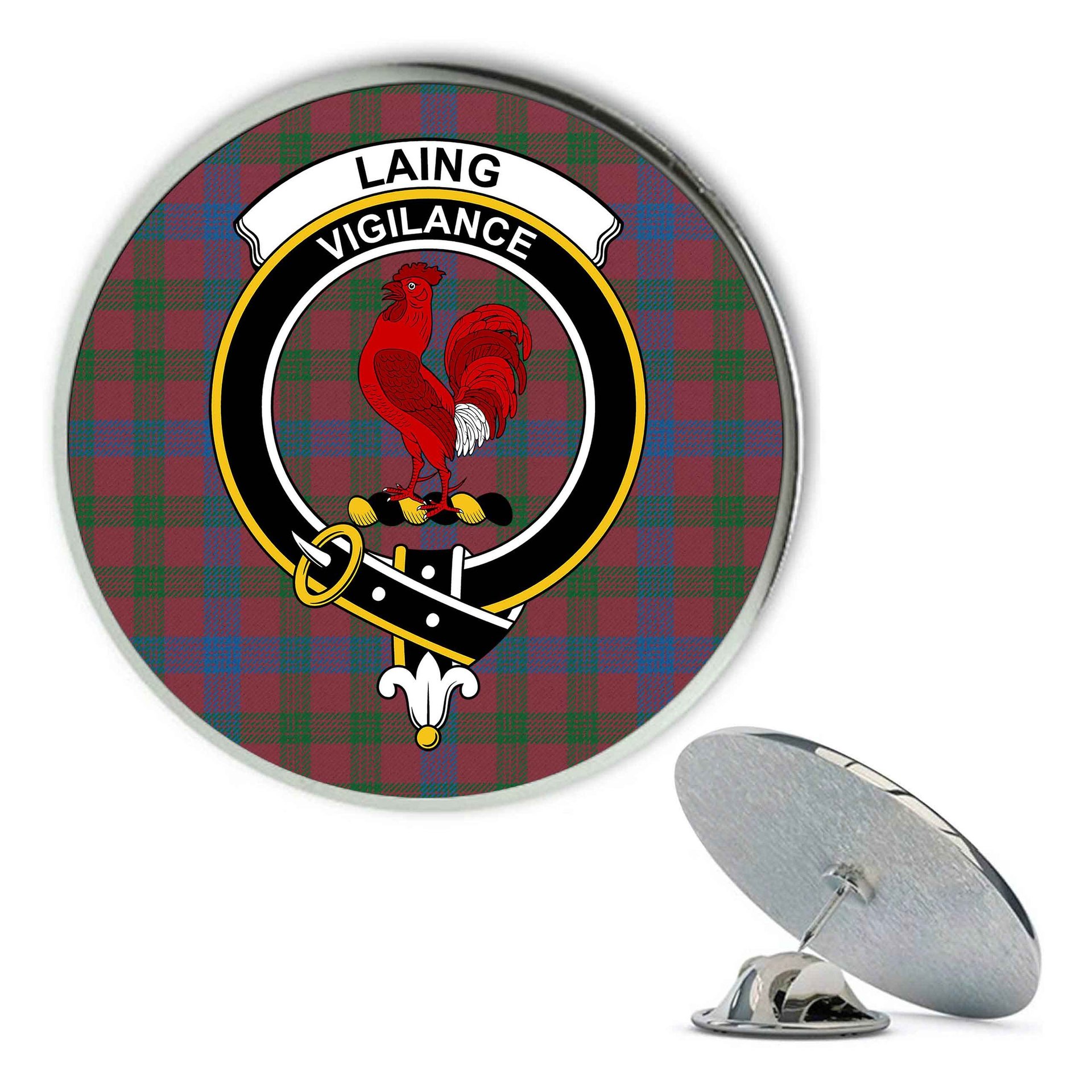 ScotsTee Shop Scottish Laing Artefact Ancient Metal Tartan Lapel Pin Scottish Clan Crest Badge