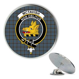 ScotsTee Shop Scottish McTavish Dress Metal Tartan Lapel Pin Scottish Clan Crest Badge