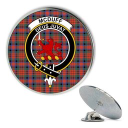ScotsTee Shop Scottish McDuff Ancient Metal Tartan Lapel Pin Scottish Clan Crest Badge