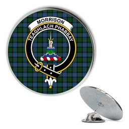 ScotsTee Shop Scottish Morrison Society Metal Tartan Lapel Pin Scottish Clan Crest Badge
