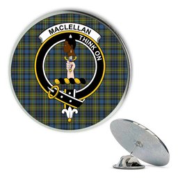 ScotsTee Shop Scottish MacLellan Ancient Metal Tartan Lapel Pin Scottish Clan Crest Badge