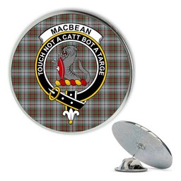 ScotsTee Shop Scottish MacBean Dress Metal Tartan Lapel Pin Scottish Clan Crest Badge