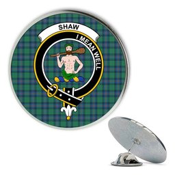 ScotsTee Shop Scottish Shaw Ancient Metal Tartan Lapel Pin Scottish Clan Crest Badge