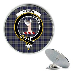 ScotsTee Shop Scottish Napier Metal Tartan Lapel Pin Scottish Clan Crest Badge