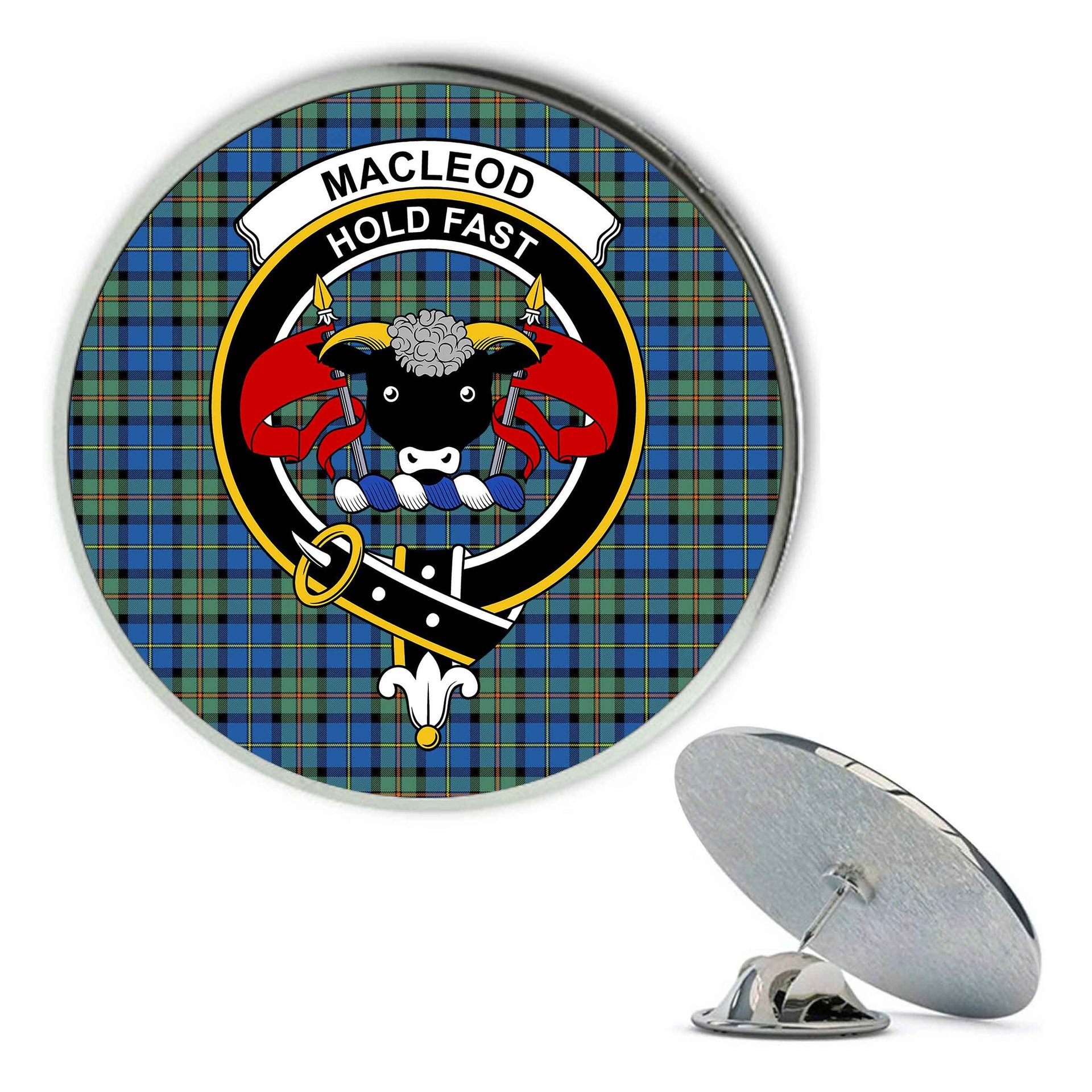 ScotsTee Shop Scottish MacLeod of Harris Ancient Metal Tartan Lapel Pin Scottish Clan Crest Badge