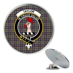 ScotsTee Shop Scottish Taylor Weathered Metal Tartan Lapel Pin Scottish Clan Crest Badge