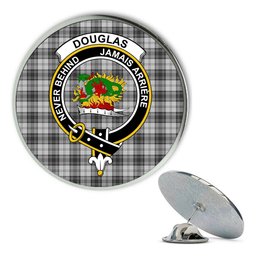 ScotsTee Shop Scottish Douglas Grey Modern Metal Tartan Lapel Pin Scottish Clan Crest Badge