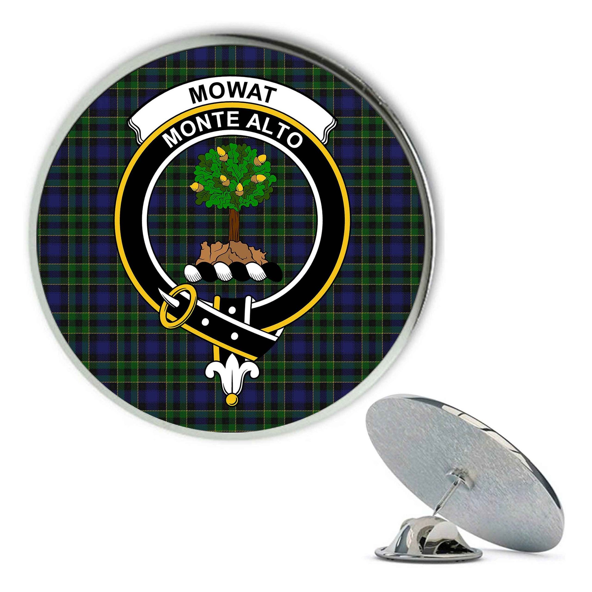 ScotsTee Shop Scottish Mowat Metal Tartan Lapel Pin Scottish Clan Crest Badge