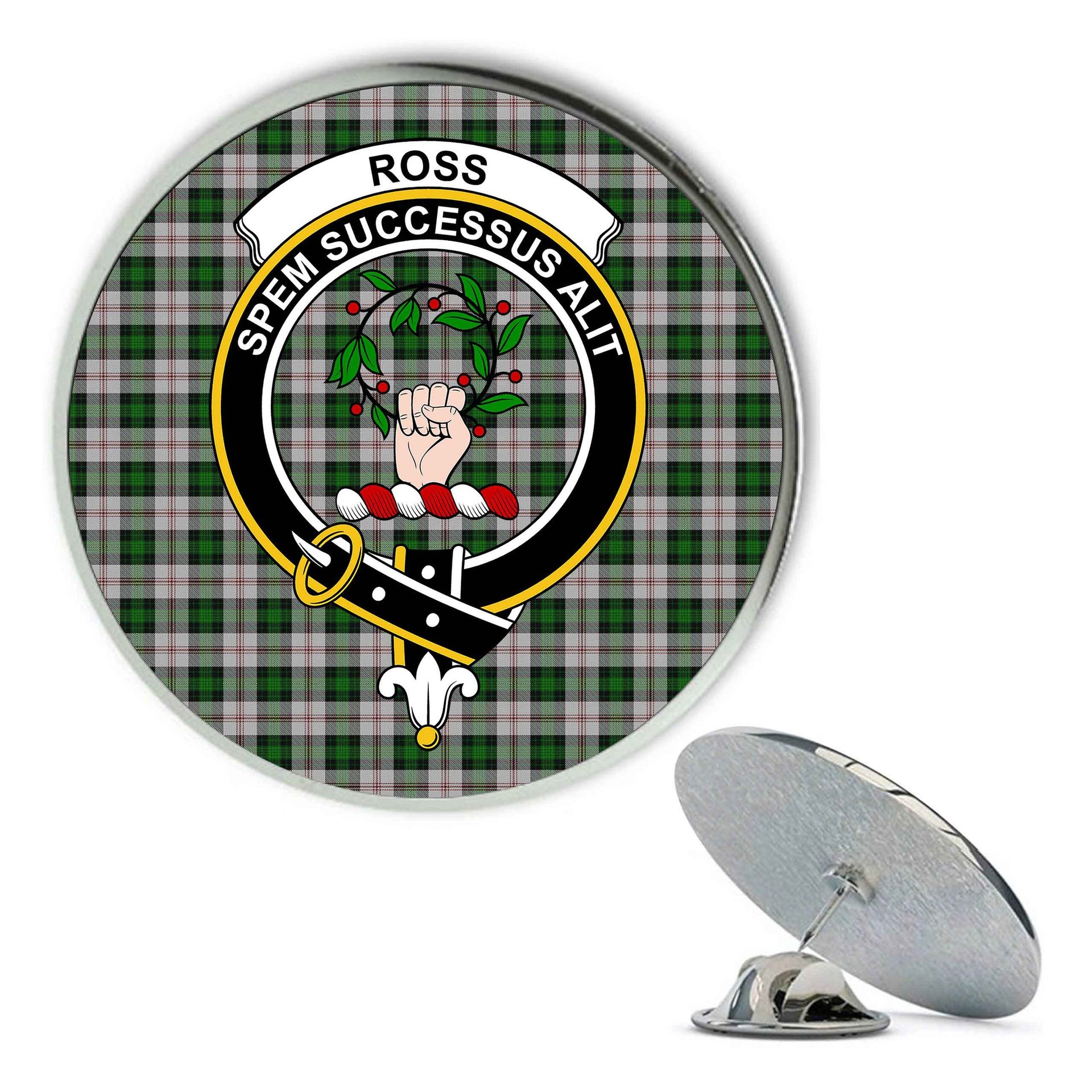 ScotsTee Shop Scottish Ross Arisaid Metal Tartan Lapel Pin Scottish Clan Crest Badge