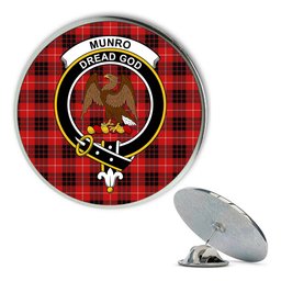 ScotsTee Shop Scottish Munro Black and Red Modern Metal Tartan Lapel Pin Scottish Clan Crest Badge
