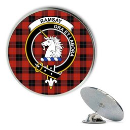 ScotsTee Shop Scottish Ramsay of Dalhousie (Ramsay Red) Ancient Metal Tartan Lapel Pin Scottish Clan Crest Badge
