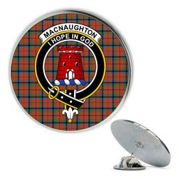 ScotsTee Shop Scottish MacNaughton Ancient Metal Tartan Lapel Pin Scottish Clan Crest Badge