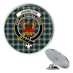 ScotsTee Shop Scottish Johnston Dress Modern Metal Tartan Lapel Pin Scottish Clan Crest Badge