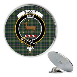 ScotsTee Shop Scottish Scott Green Metal Tartan Lapel Pin Scottish Clan Crest Badge