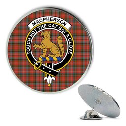 ScotsTee Shop Scottish MacPherson Weathered Metal Tartan Lapel Pin Scottish Clan Crest Badge