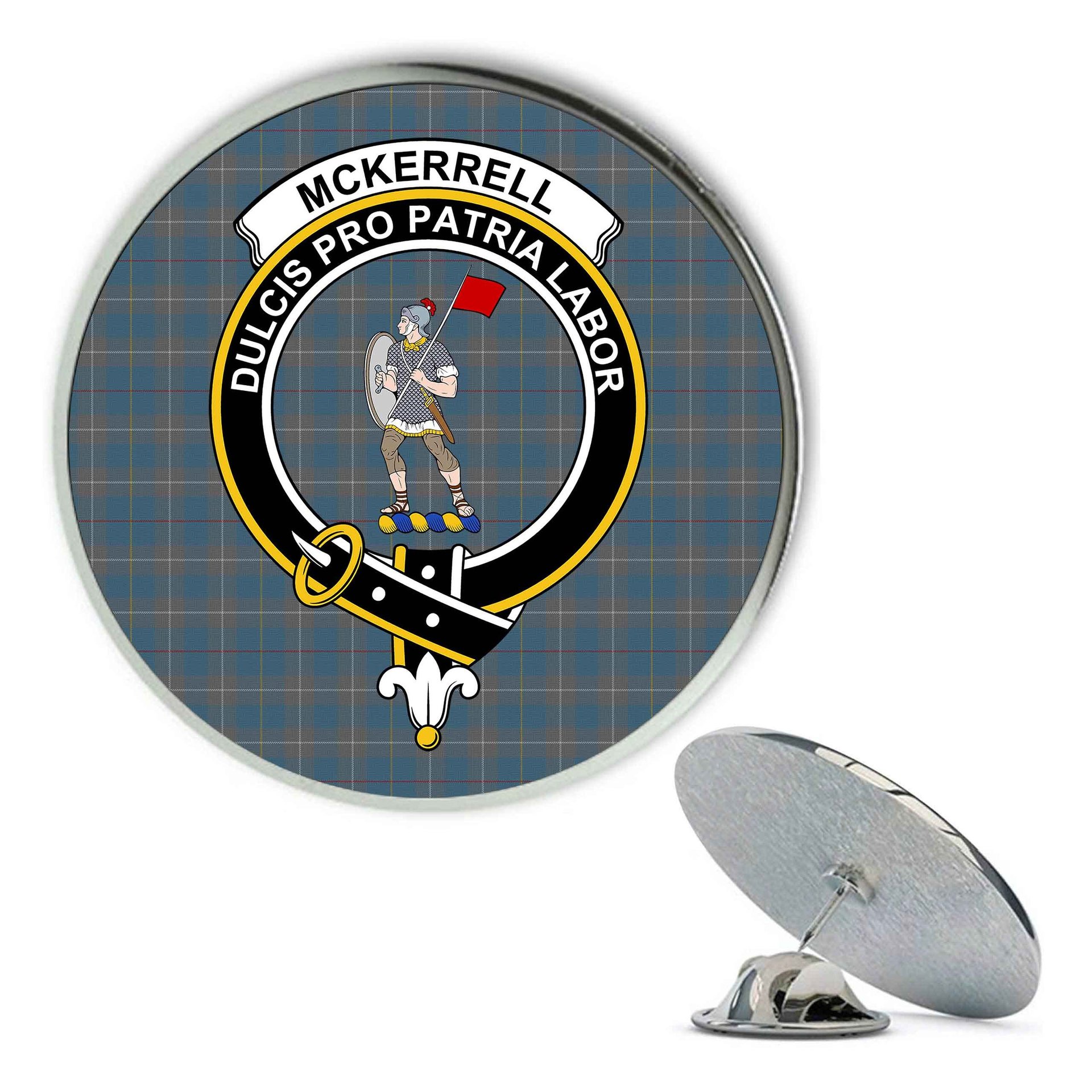 ScotsTee Shop Scottish McKerrell of Hillhouse Dress Metal Tartan Lapel Pin Scottish Clan Crest Badge