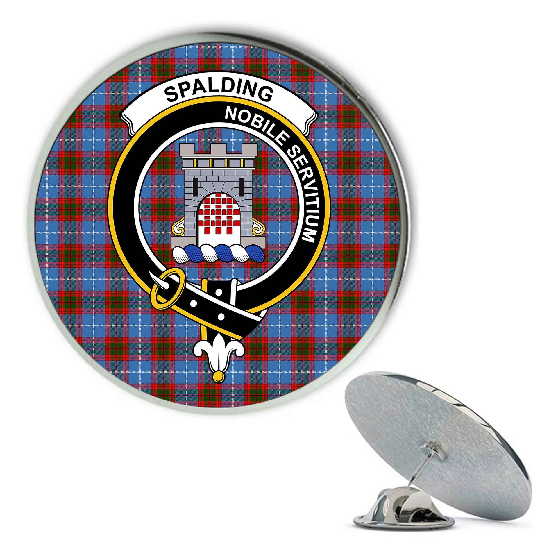 ScotsTee Shop Scottish Spalding Metal Tartan Lapel Pin Scottish Clan Crest Badge