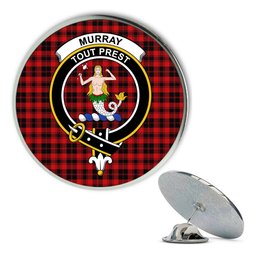ScotsTee Shop Scottish Murray of Ochtertyre Modern Metal Tartan Lapel Pin Scottish Clan Crest Badge