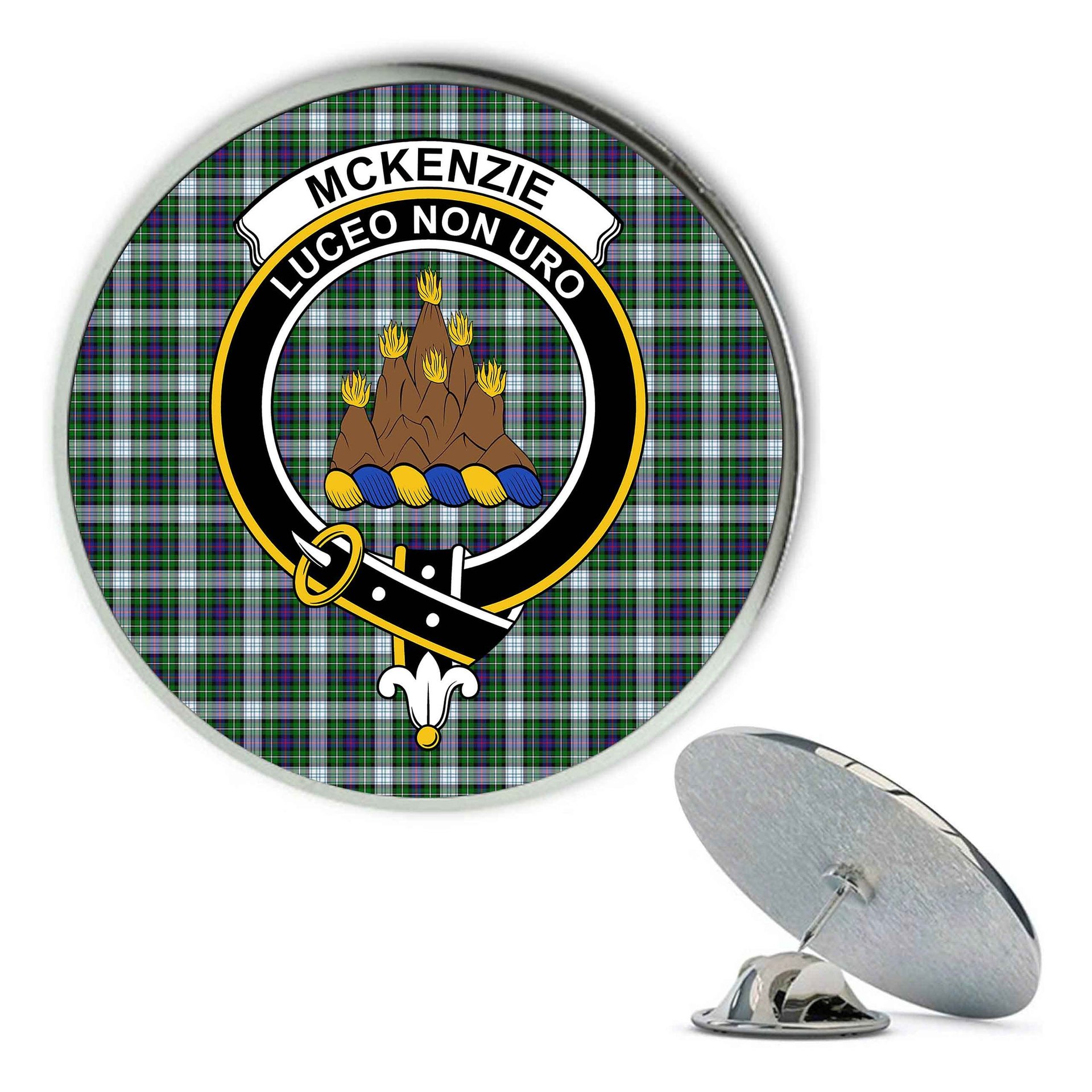 ScotsTee Shop Scottish McKenzie Dress Modern Metal Tartan Lapel Pin Scottish Clan Crest Badge