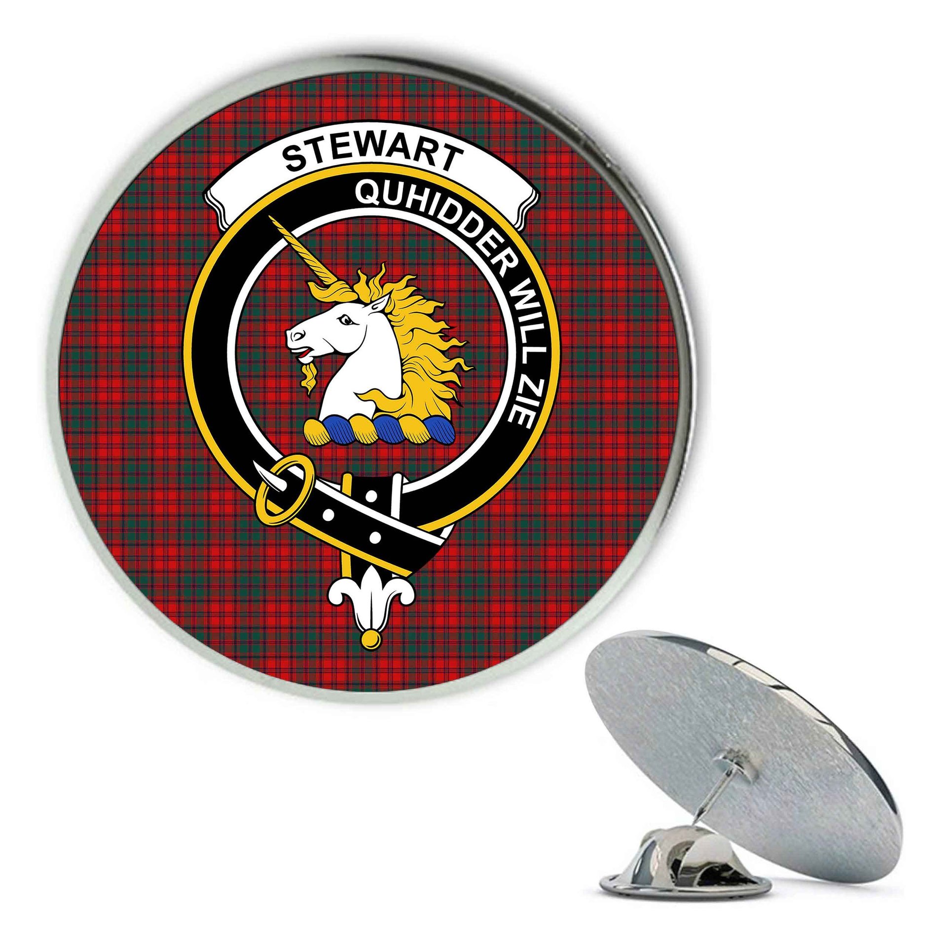 ScotsTee Shop Scottish Stewart of Appin Modern Clan Metal Tartan Lapel Pin Scottish Clan Crest Badge