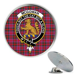 ScotsTee Shop Scottish McGowan Portrait Modern Metal Tartan Lapel Pin Scottish Clan Crest Badge