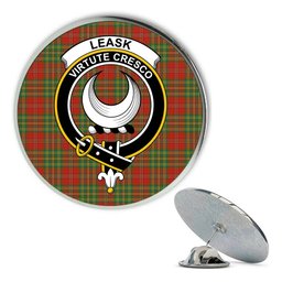 ScotsTee Shop Scottish Leask Ancient Metal Tartan Lapel Pin Scottish Clan Crest Badge